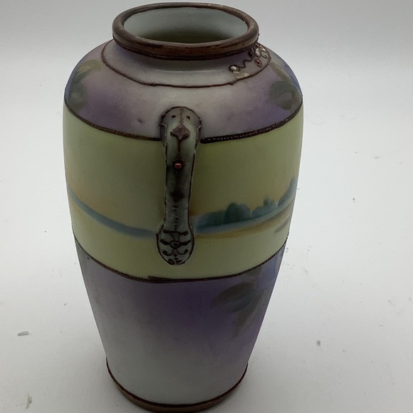 Antique Nippon 6” Hand Painted Purple Vase - Picture 5 of 13
